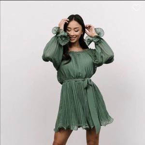 Baltic Born Off the Shoulders Pleated Mini Dress NWT